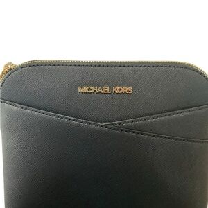 Michael Kors Black and Gold Medium Dome Crossbody Bag